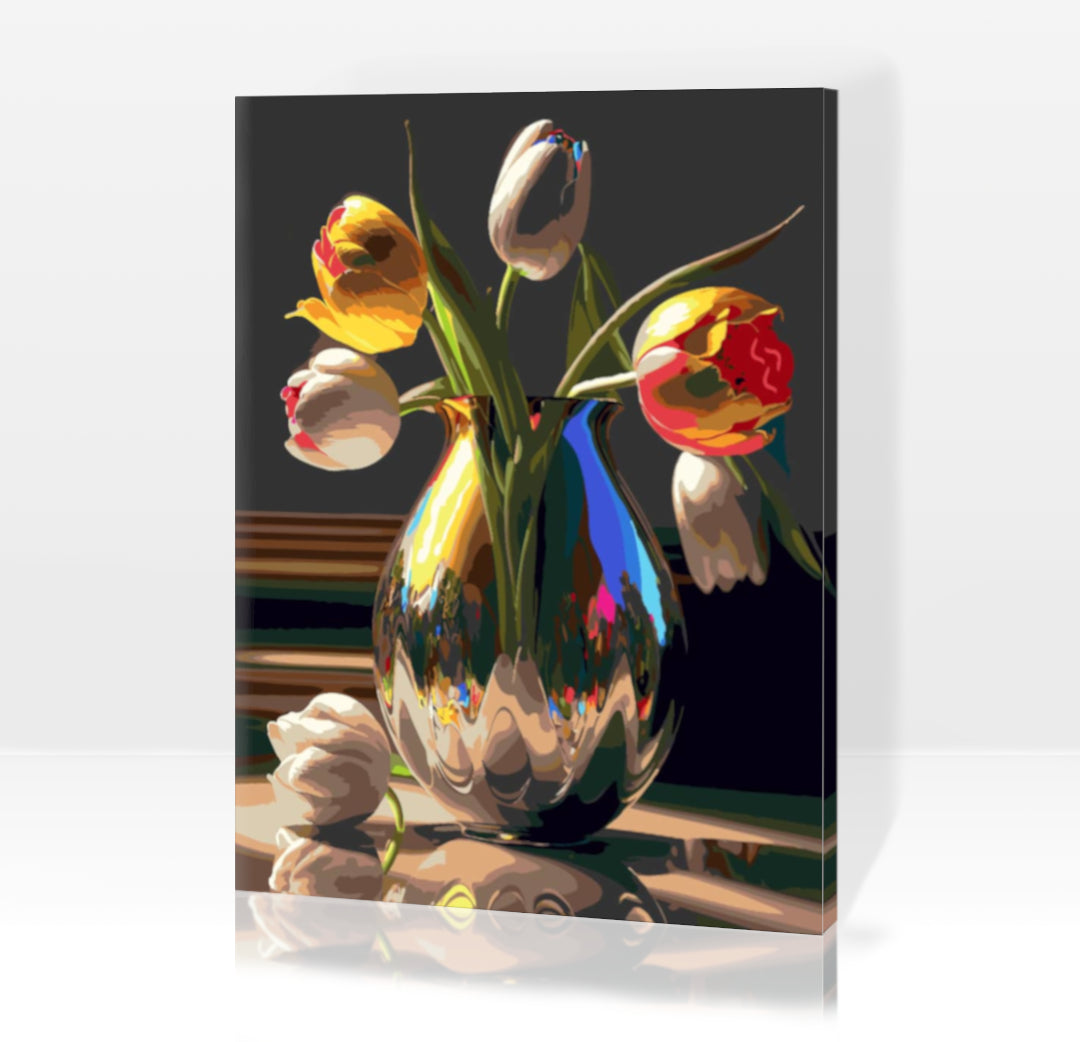 Tulpen in Vase - Malen nach Zahlen