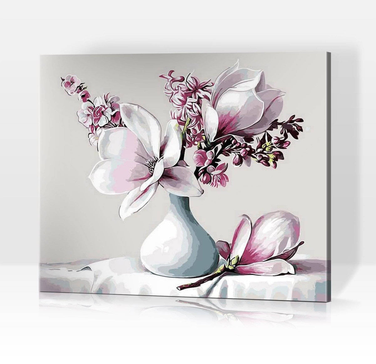 Vase mit prächtigen Magnolien Zahlen Malen - nach