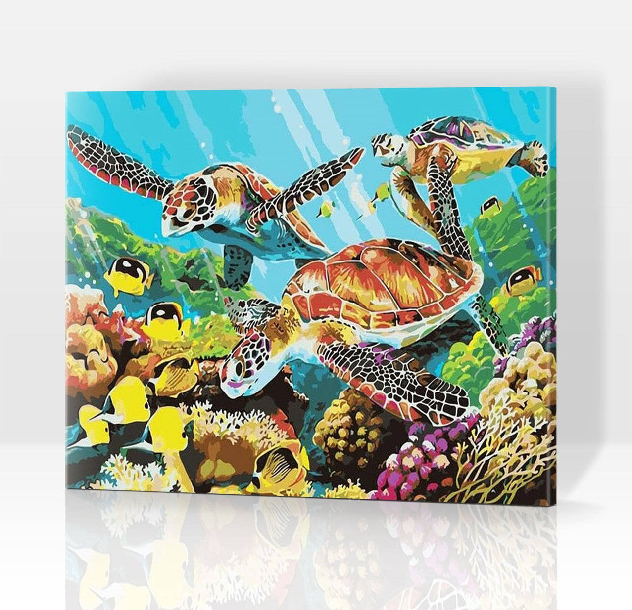 Schwierigkeit: Hoch Tierbilder Under the Sea: Schildkröten am Korallenriff - Malen nach Zahlen