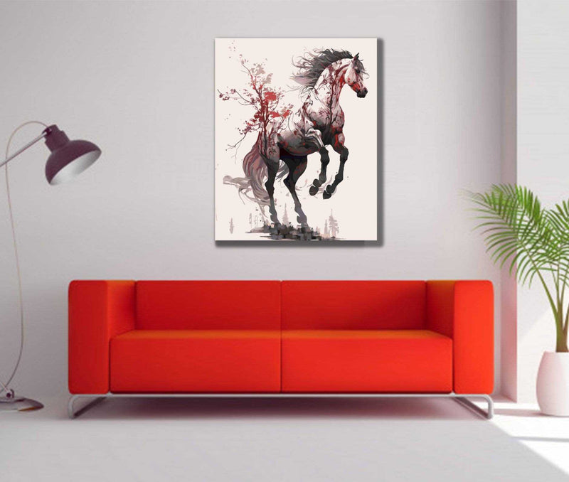Pferd, roter Ahorn - Malen nach Zahlen
