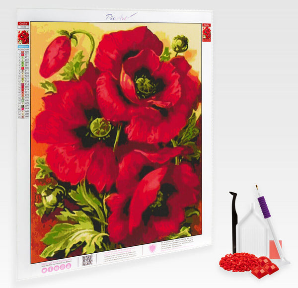Ein Strauß roter Mohnblumen - Diamond Painting