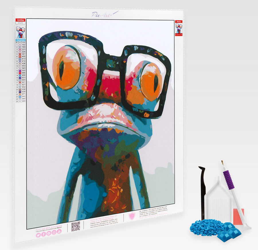 Frosch trägt große Brille - Diamond Painting