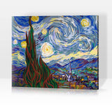 Schwierigkeit: Mittel Abstrakte Bilder Vincent van Goghs Sternennacht - Malen nach Zahlen