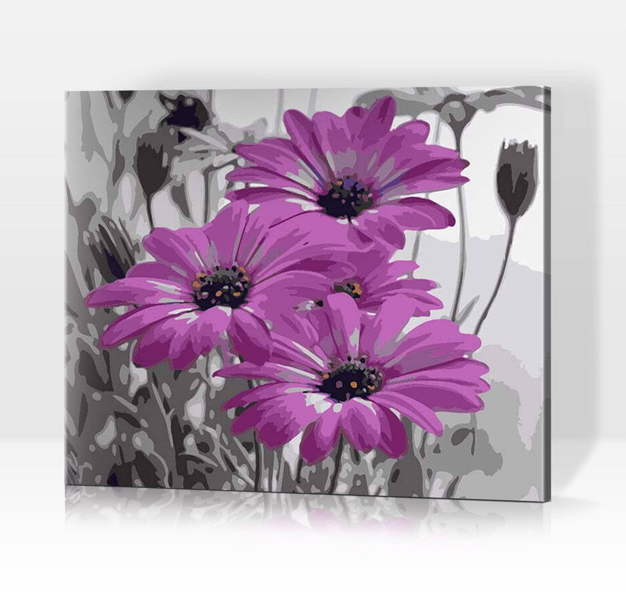 Schwierigkeit: Einfach Blumenbilder Color Pop: Lilafarbene Blüten - Malen nach Zahlen