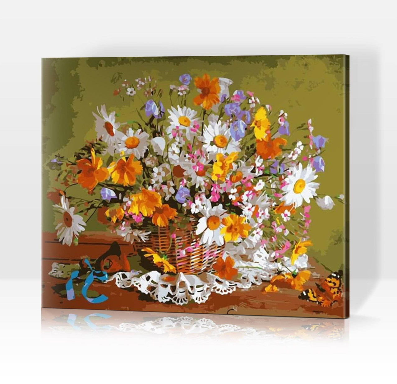 Schwierigkeit: Mittel Blumenbilder Ein Korb voller sommerlicher Wiesenblumen - Malen nach Zahlen