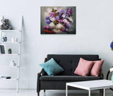 Schwierigkeit: Mittel Blumenbilder Glasvase mit lilafarbenem Flieder - Malen nach Zahlen