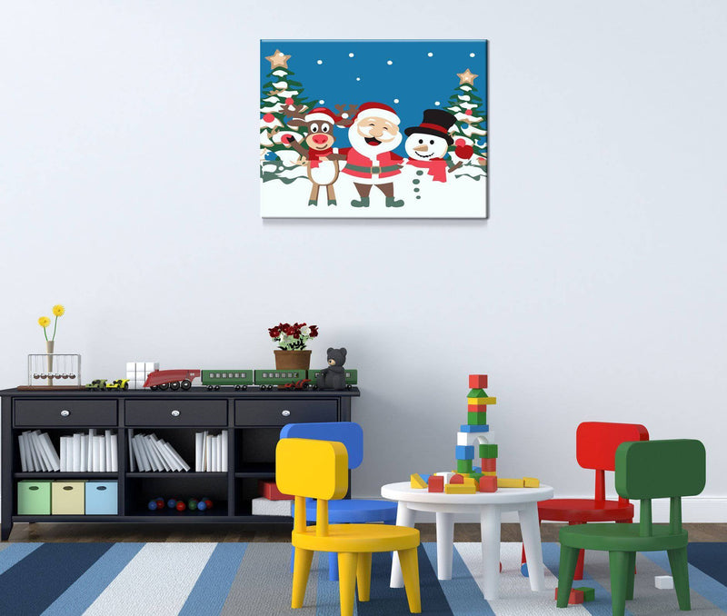PicArt Kinderbilder 20x20cm ohne Keilrahmen Drei Freunde zu Weihnachten - Malen nach Zahlen