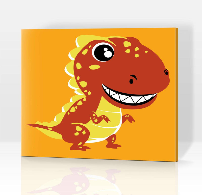 PicArt Kinderbilder 20x20cm ohne Keilrahmen Rexi Dinosaurier - Malen nach Zahlen