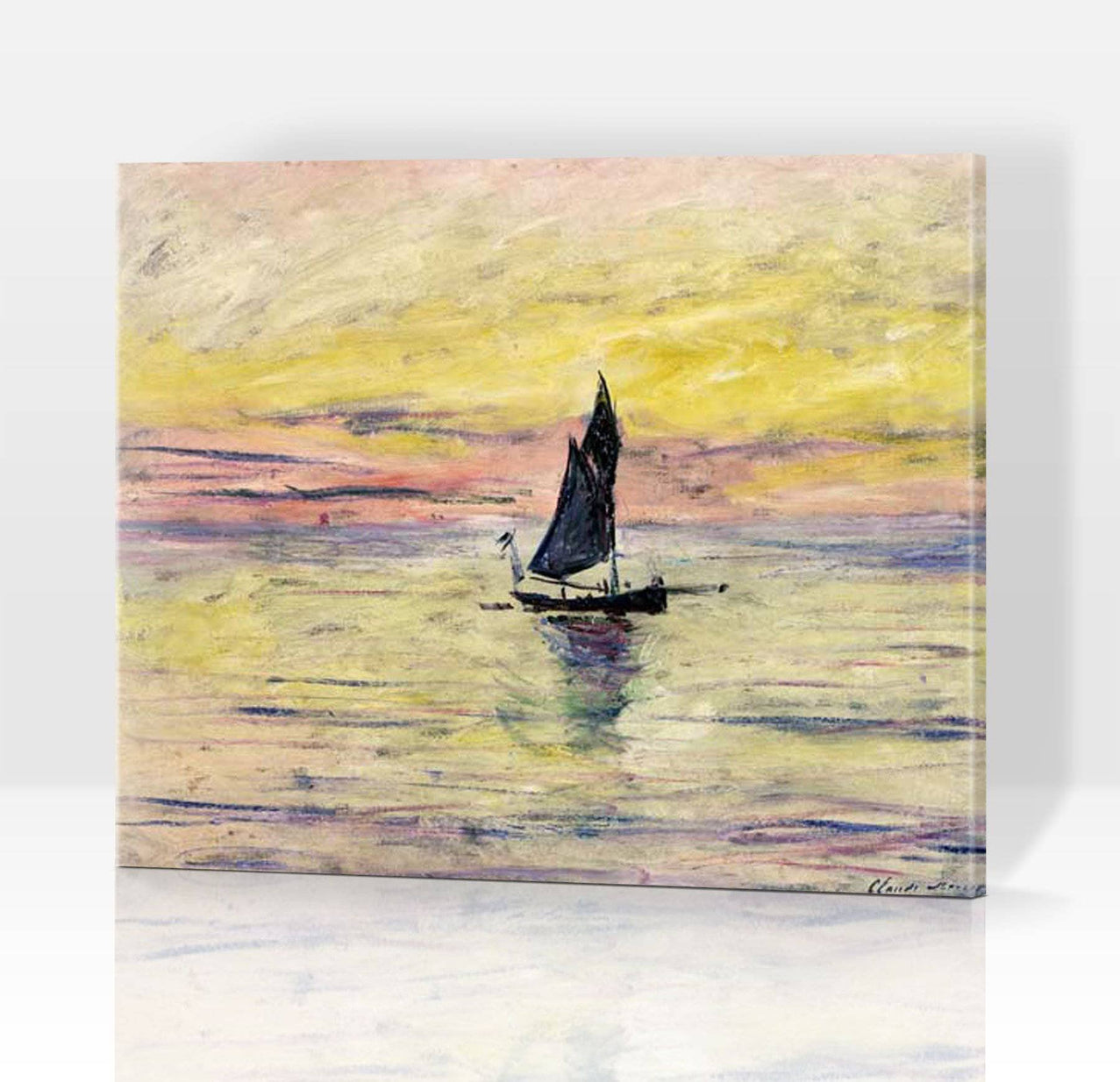 Schwierigkeit: Hoch Klassische Kunst Claude Monet, Das Segelboot - Malen nach Zahlen