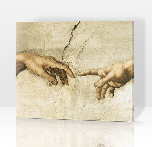 Schwierigkeit: Mittel Klassische Kunst Michelangelo, Die Erschaffung Adams - Malen nach Zahlen