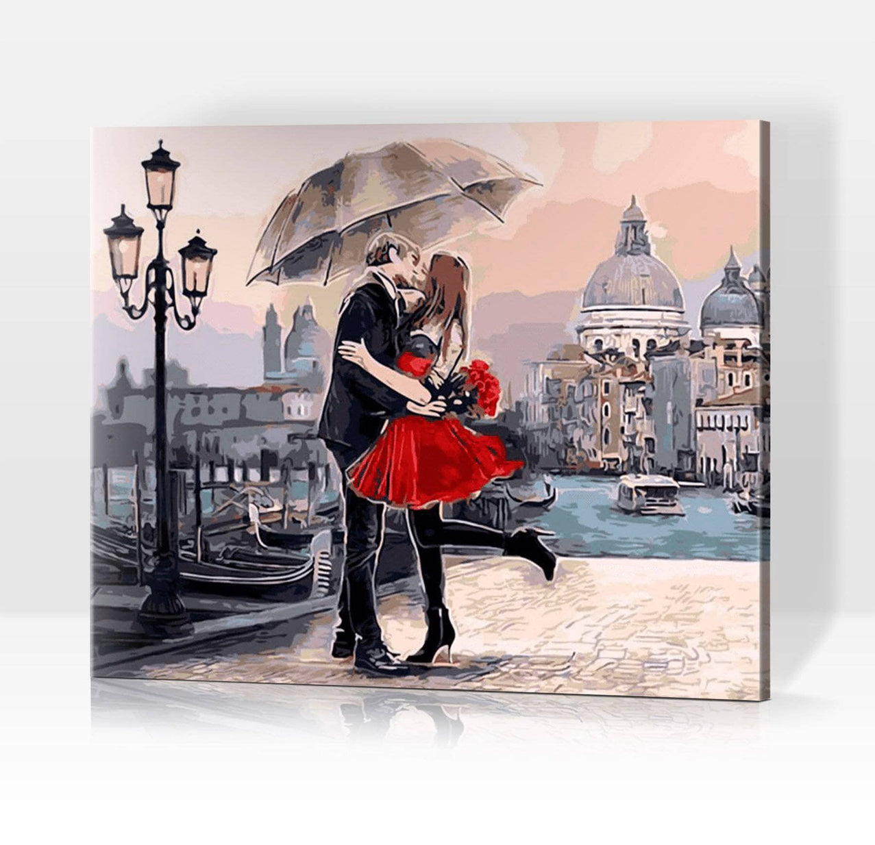 Schwierigkeit: Hoch Personenbilder Verliebter Kuss in Venedig - Malen nach Zahlen
