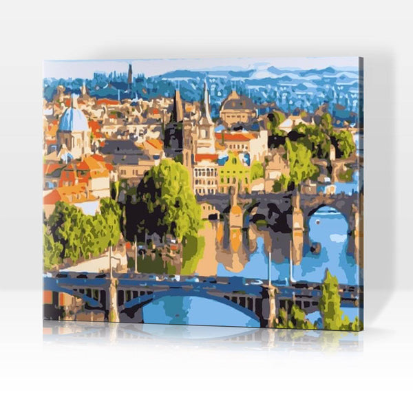Schwierigkeit: Hoch Stadtbilder Luftansicht der Prager Altstadt - Malen nach Zahlen
