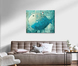 Schwierigkeit: Hoch Tierbilder Der dicke blaue Fisch mit dem Haus - Malen nach Zahlen