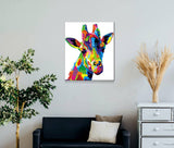 Schwierigkeit: Einfach Tierbilder Giraffenkopf in Regenbogenfarben - Malen nach Zahlen