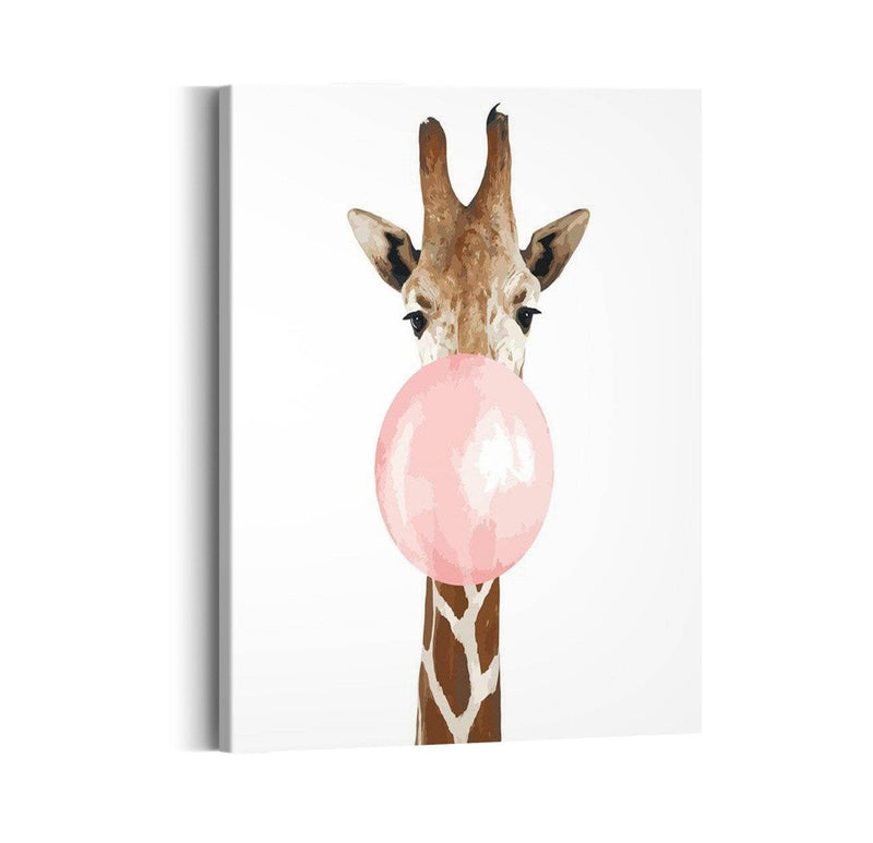 Schwierigkeit: Einfach Tierbilder Gleich knallt's: Giraffe macht Kaugummiblase - Malen nach Zahlen