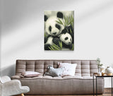 Schwierigkeit: Einfach Tierbilder Panda-Mama kuschelt mit Baby - Malen nach Zahlen